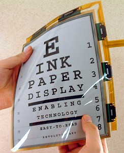 Prototipo reciente de pantalla flexible. (E Ink Corporation y LG.Philips LCD) Prototipo reciente de pantalla flexible. (E Ink Corporation y LG.Philips LCD)