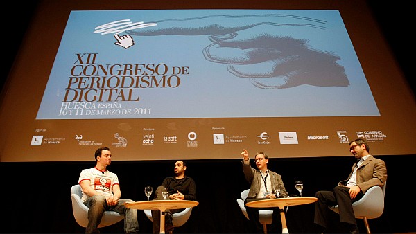 tabletas De izquierda a derecha, Juan Castromil, José Corbalán, Albert Cuesta y Toni Piqué. / Álvaro Calvo (Congreso de Periodismo Digital)