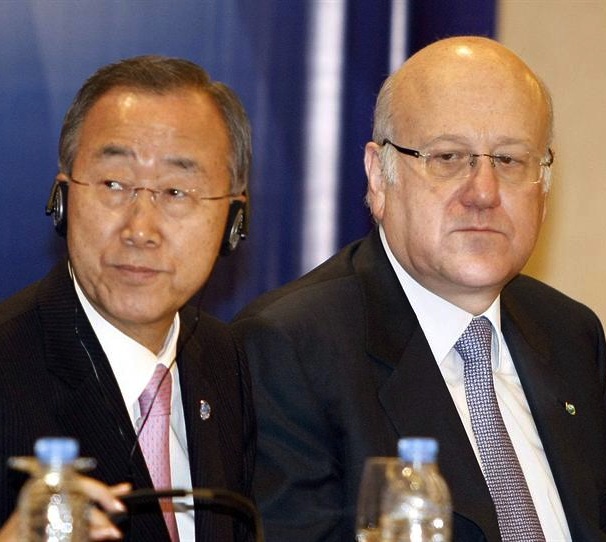 Ban Ki-moon y Nayib Mikati