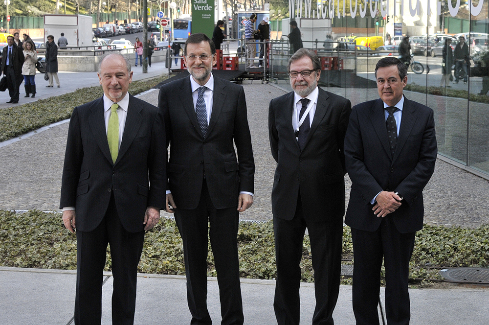Rato, Rajoy, Cebrián, Iranzo