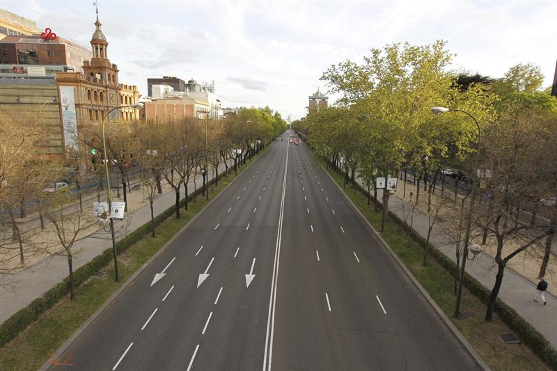 Paseo de la Castellana durante el Barça-Real Madrid