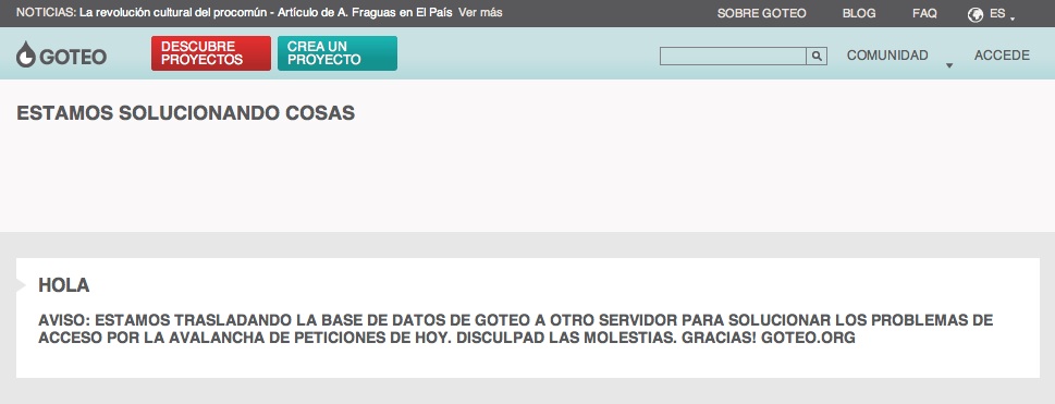 Caída de Goteo.org