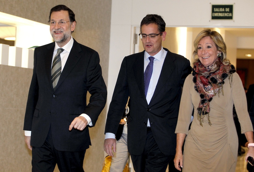 RAJOY, BASAGOITI Y AGUIRRE LLEGAN AL DESAYUNO INFORMATIVO DE LA TRIBUNA FâRUM EUROPA
