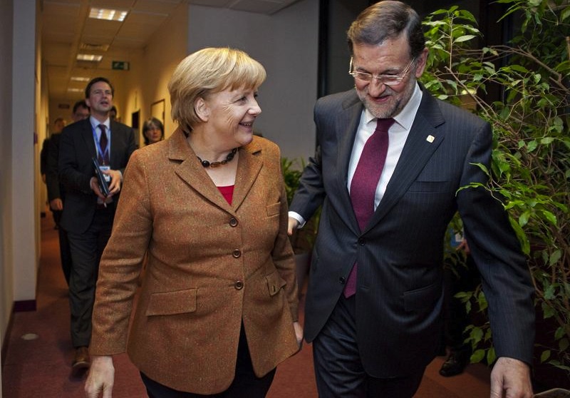 Merkel y Rajoy (Presupuesto UE)