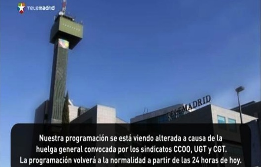 Pantalla Telemadrid Huelga General