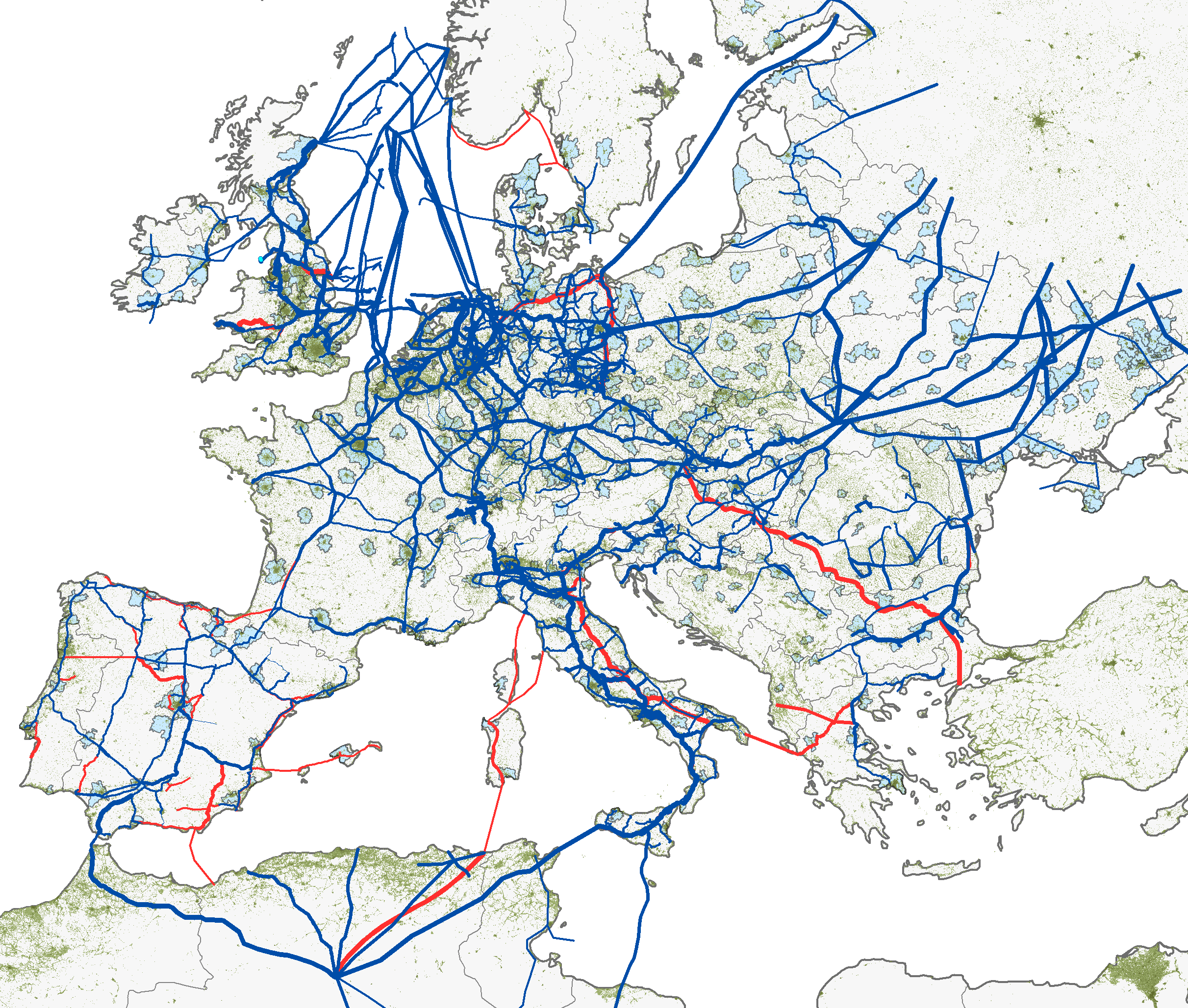 Red de distribución de gas en Europa