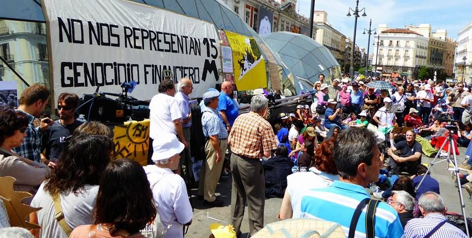 Asamblea celebrada hoy en la Puerta del Sol con motivo del III anviersario de este movimiento social. / Facebook de #acampadasol
