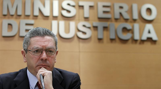 El ministro de Justicia, Alberto Ruiz-Gallardón, durante la presentación de los presupuestos de su departamento. /Efe. 