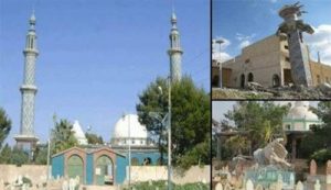 El mausoleo sufí de Keznawi antes y después de su destrucción. / APSA