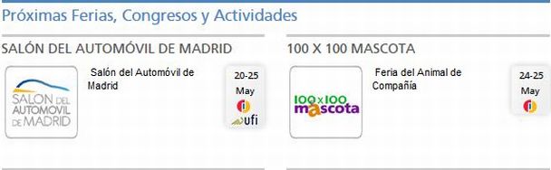 Programación de las ferias que se celebran hoy mismo en el . / ifema.es