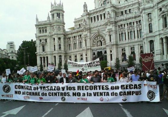 La cabecera de la manifestación celebrada esta tarde en Madrid. / estudiantesenmovimiento.org
