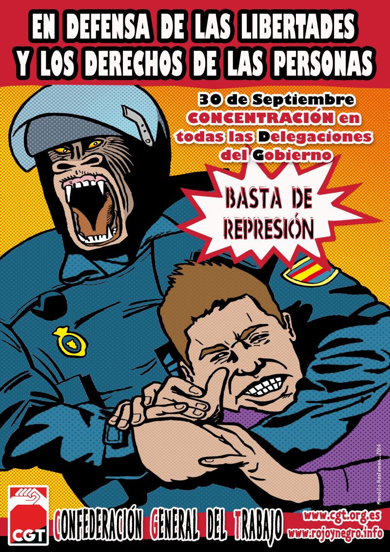 Cartel de la campaña de CGT 'En defensa de las libertades y derechos de las personas'. / cgt.org