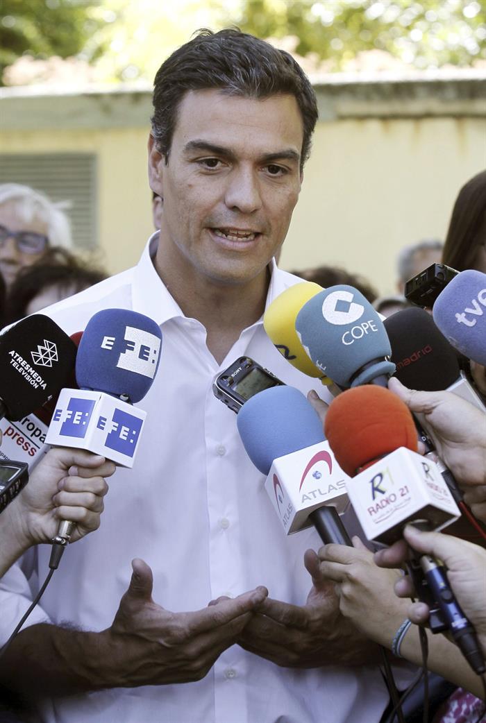 Pedro Sánchez, secretario general del PSOE, durante la celebración, el pasado fin de semana, de la Fiesta Nacional de la Unidad celebrada en Bolonia (Italia). / Giorgio Benvenuti (Efe)