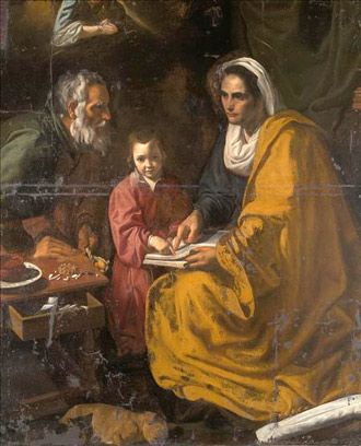 Imagen de 'La Educación de la Virgen', de Velázquez, antes de ser restaurado. / Efe
