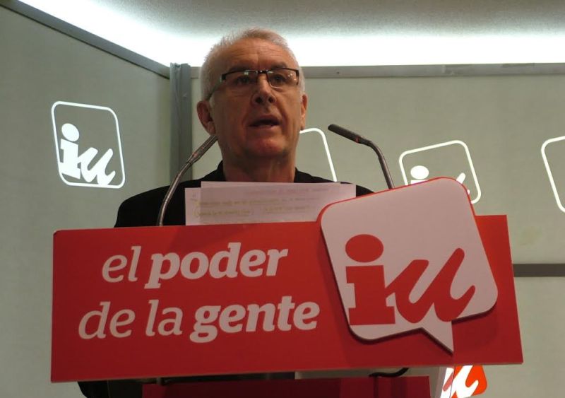 Cayo Lara, esta mañana, durante la reunión que ha abierto la reunon de la Presidencia Federal de Izquierda Unida. / Mariano Asenjo.