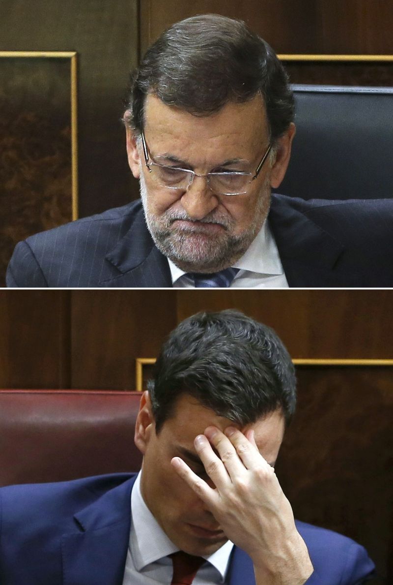 Mariano Rajoy y Pedro Sánchez, en dos imágenes de archivo en el Congreso. / Efe