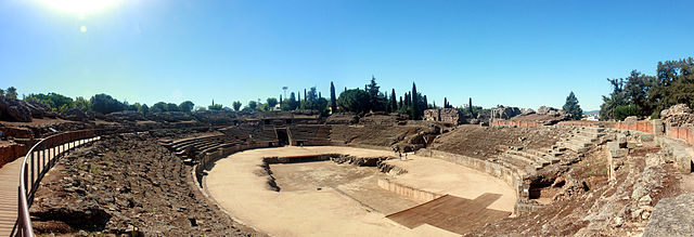 Vista panorámica del anfiteatro de Mérida 