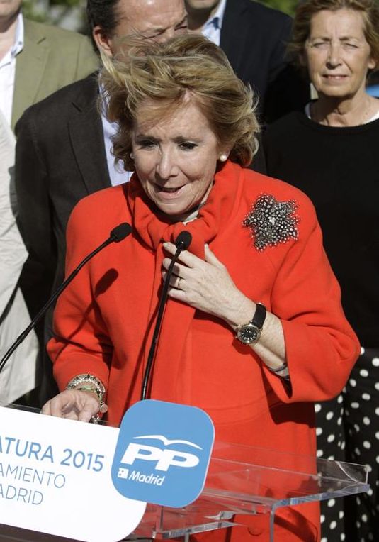Esperanza Aguirre, el pasado día 18, durante la presentación de los miembros de su candidatura al Ayuntamiento de Madrid. / Victor Lerena (Efe)