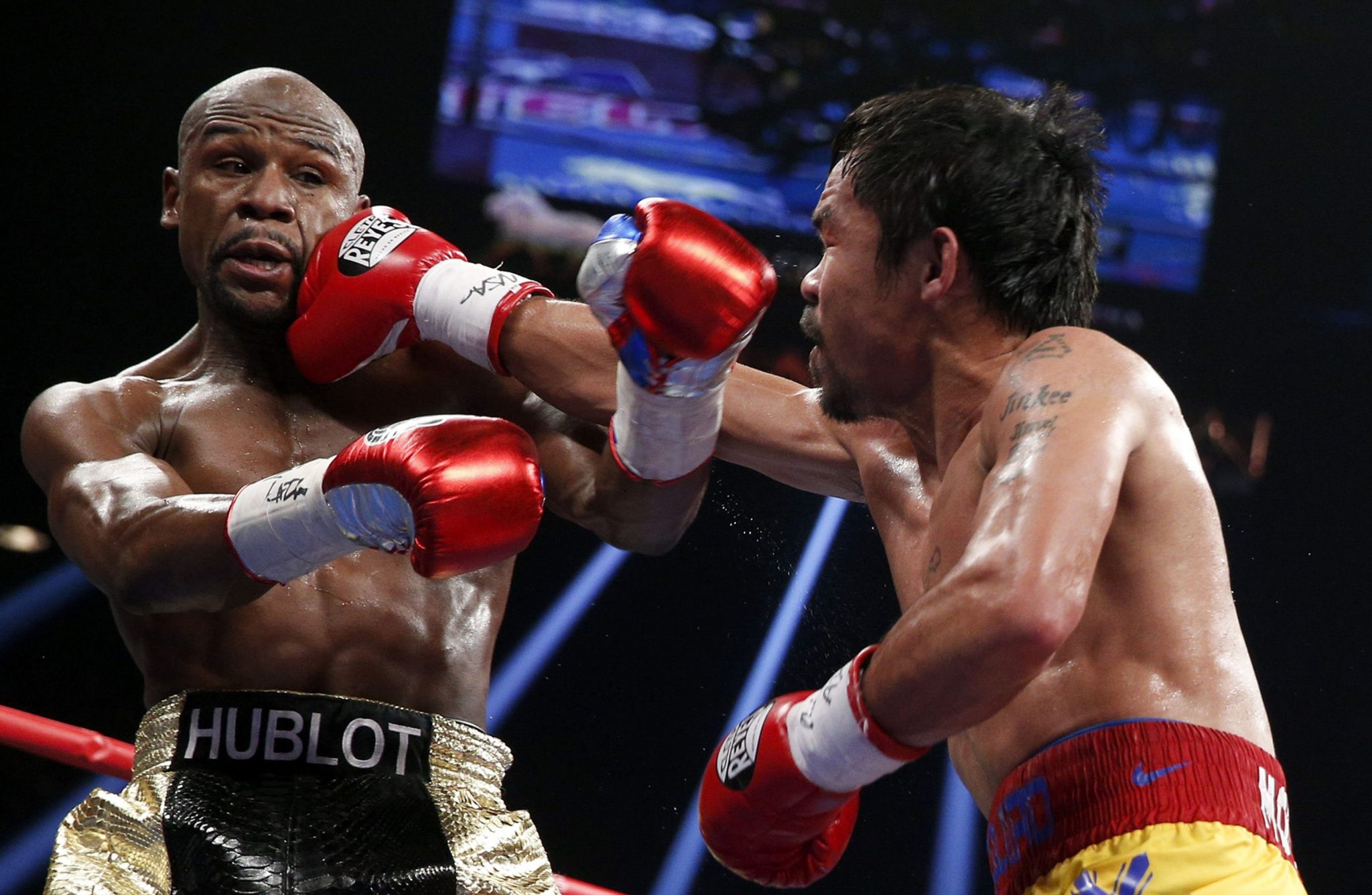 Mayweather y Pacquiao en el 'combate del siglo'. Efe
