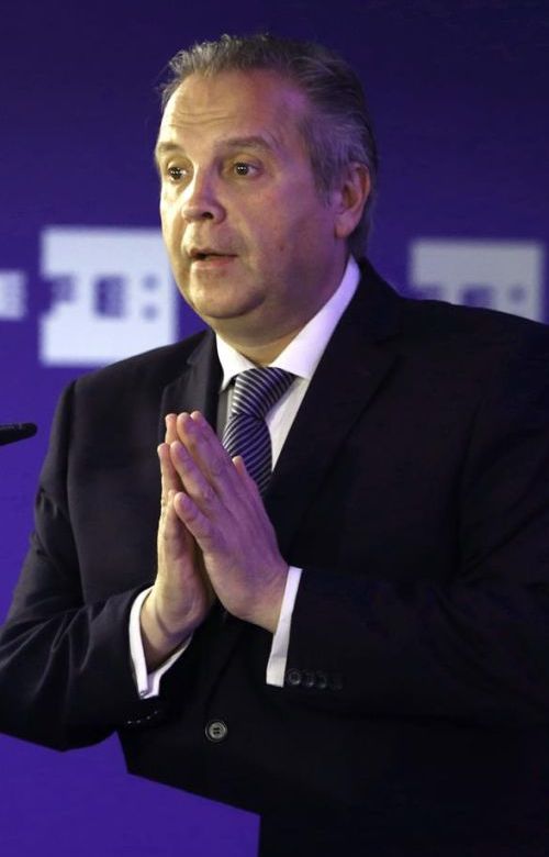 Antonio Miguel Carmona durante su intervención, ayer lunes, en el Fórum Elecciones de la Agencia Efe. / J. J. Guillén (Efe)