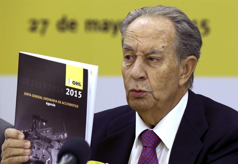 El presidente del Grupo OHL, Juan Miguel Villar Mir, durante la rueda de prensa que ofreció el pasado miércoles 27 en Madrid. / Sergio Barrenechea (Efe)