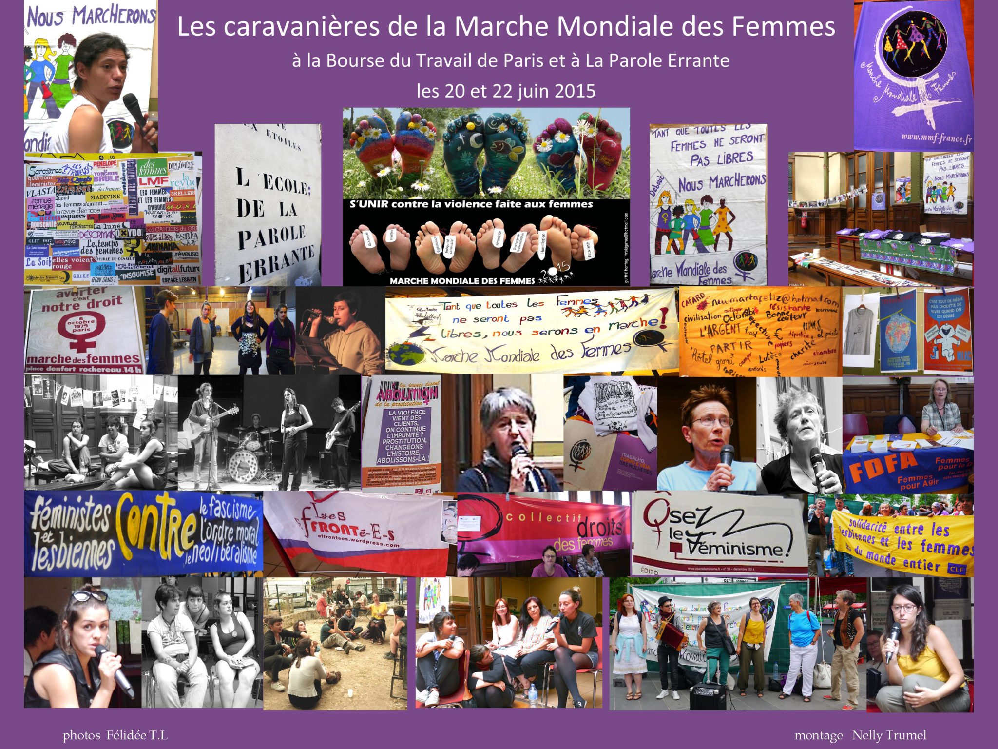 Collage de Nelly Trumel convocando los actos de la Caravana Feminista en París. / Foto cedida por la Caravana Feminista