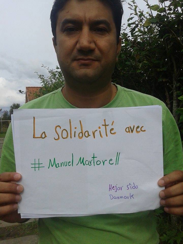 Hejar Sîdo refugiado kurdo en Dinamarca y profesor de francés también pidiendo apoyo para Martorell/FAcebook Actualidad Kurda