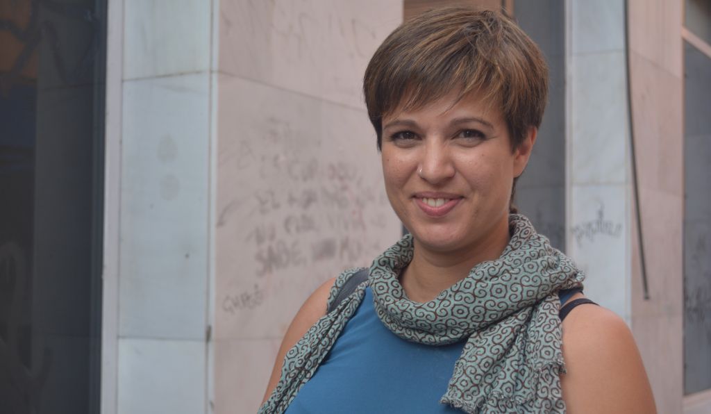 Beatriz Talegón, momentos antes de participar en el acto de confluencia en Madrid.