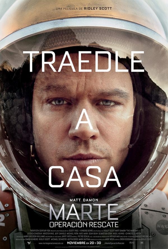 Cartel de 'Marte', la película de Ridle Scott que cuenta con 7 nominaciones.