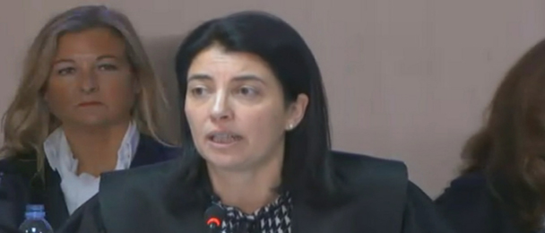 La abogada del Estado Dolores Ripoll, durante su actuación en el caso Noos. / Señal institucional