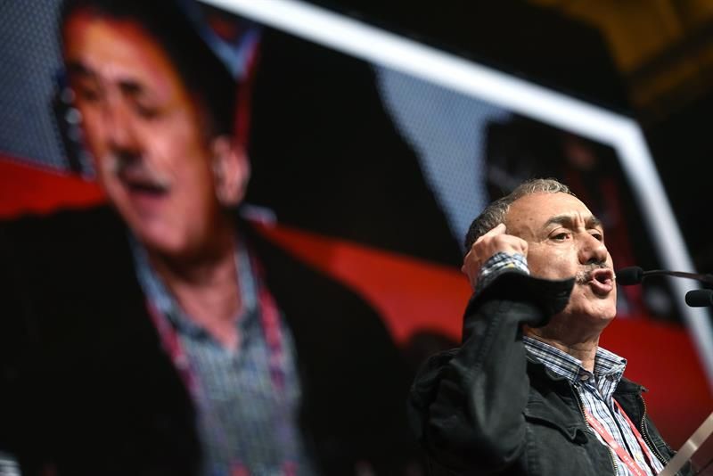 El nuevo secretario general de UGT, Josep María Álvarez, este sábado, clausurando con su intervención el 42 Congreso Confederal de UGT. / Fernando Villar (Efe)