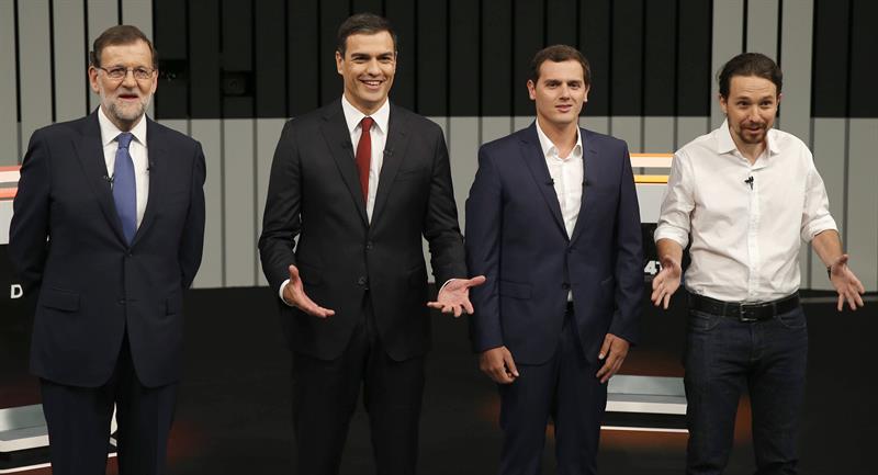 Rajoy-Sanchez-Rivera-Iglesias-debate-a-cuatro