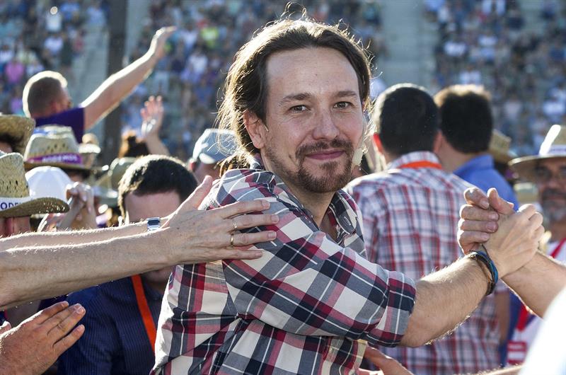 Pablo Iglesias, durante el mitin celebrado en Palma de Mallorca la pasada semana. / Cati Cladera (Efe)