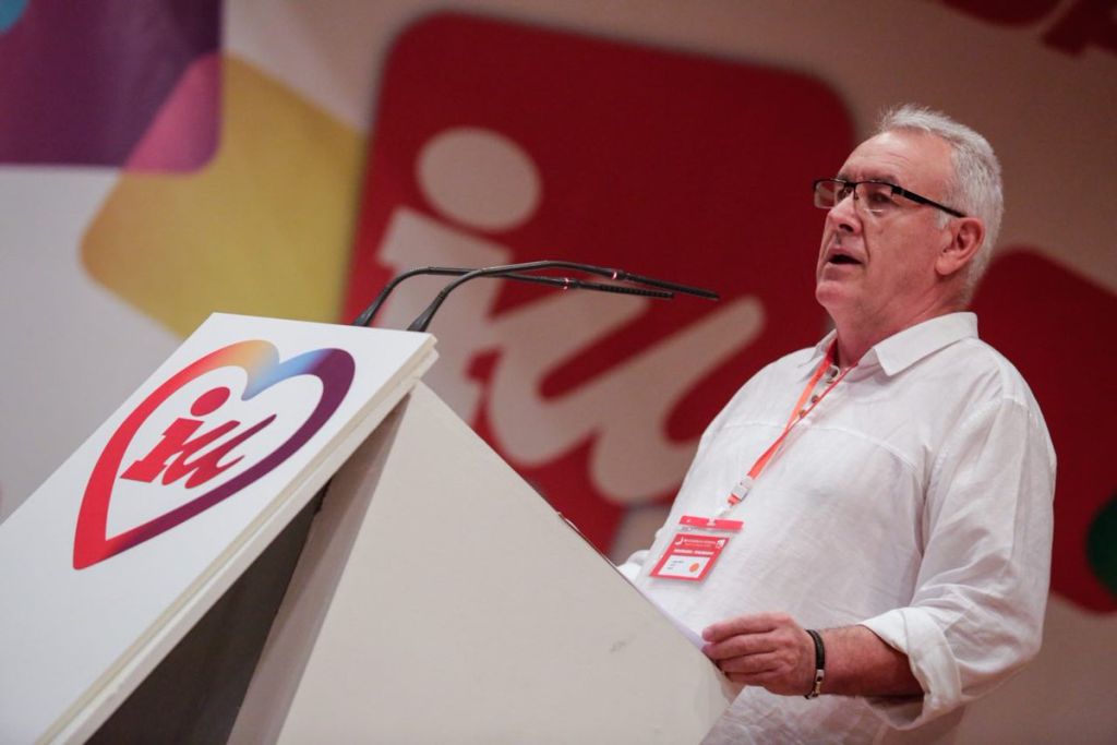 El hasta hoy coordinador general de IU, Cayo Lara, esta mañana durante su intervención en la XI Asamblea de la organización. / Izquierda Unida