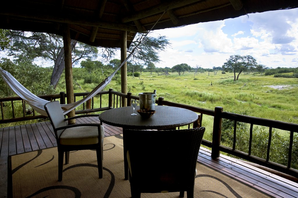 El Delta del Okavango en Botswana forma parte del paisaje visual de las cabañas del Khwai River Lodge.