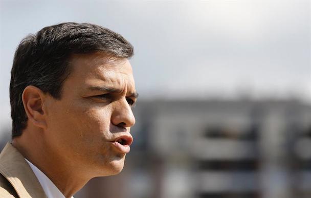 Pedro Sánchez, el jueves, durante un mitin en Portugalete (Vizcaya).