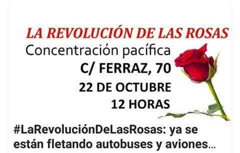 Cartel de la convocatoria hoy ante la sede del PSOE en la madrileña calle de Ferraz. 