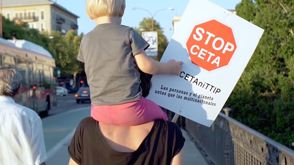 Imagen del vídeo elaborado por la campaña 'No al TTIP' para la semana de movilización 'Otoño en resistencia'. / noalttip.org