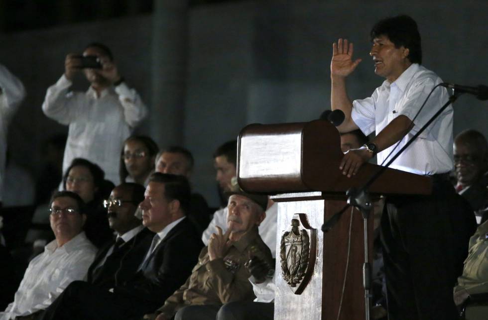 Evo Morales, durante su intervención en el homenaje a Fidel Castro