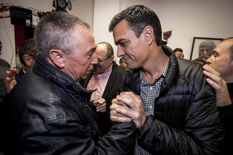 El diputado de Compromís Joan Baldoví saluda a Pedro Sánchez