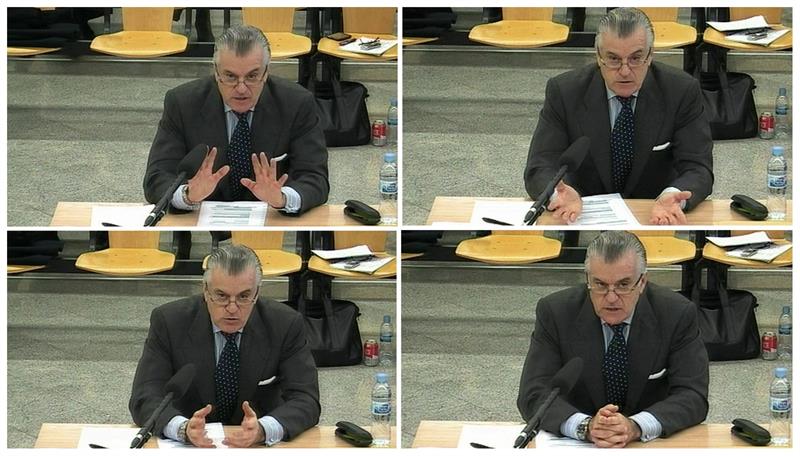 Combo de imágenes de televisión de la Audiencia Nacional de la declaración del extesorero del PP Luis Bárcenas