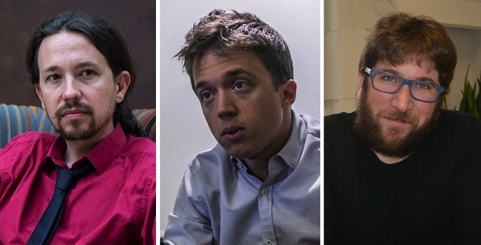 Los líderes de los tres sectores más representativos de Podemos.