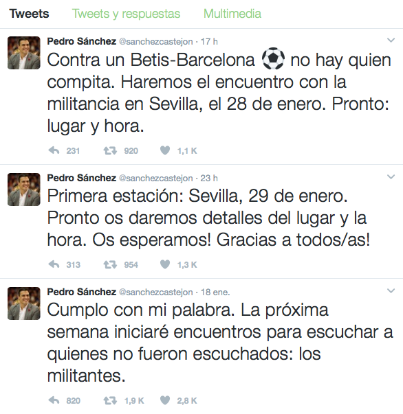 Tuits de Pedro Sánchez
