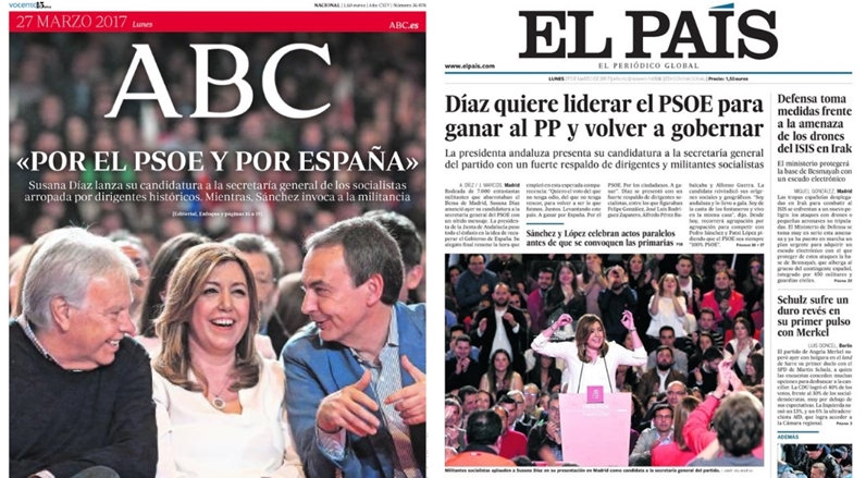 Animal político El acto de anuncio de candidatura de Susana Díaz recogido por el ABC y El País