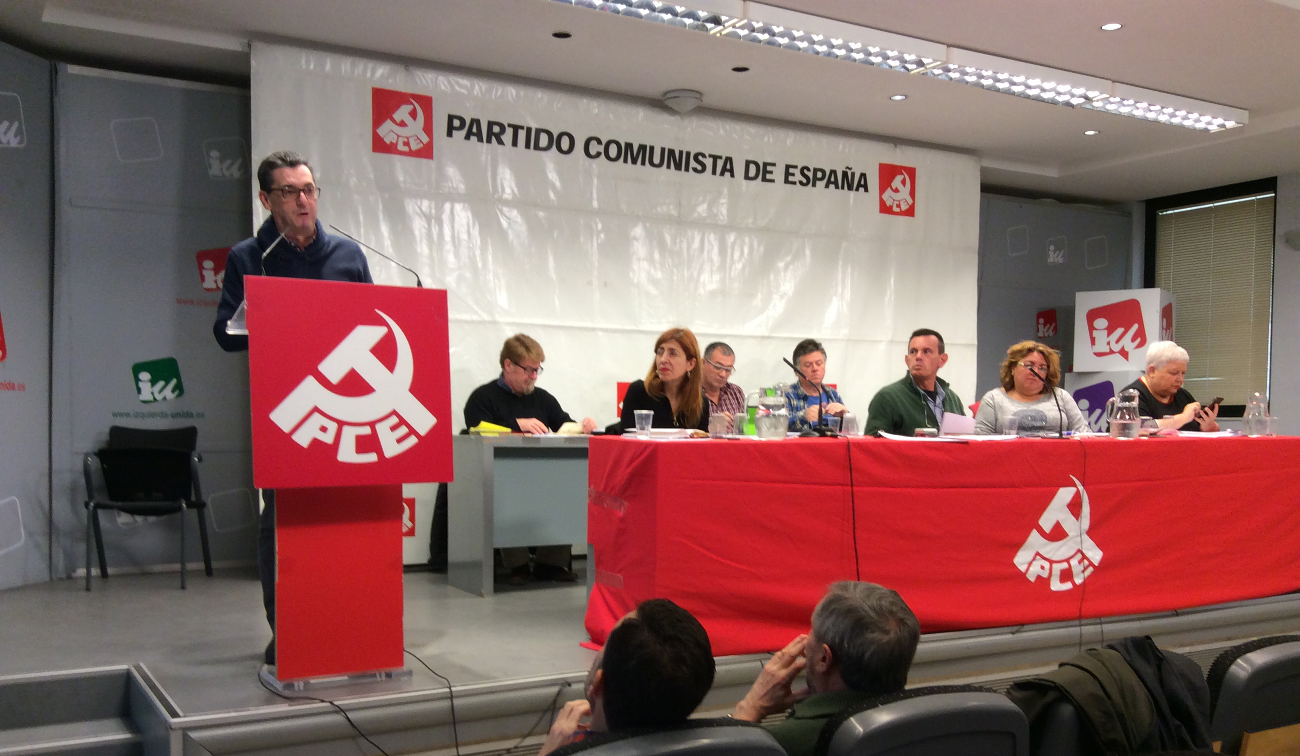 El secretario general del PCE, José Luis Centella, en una intervención durante la reunión del Comité Federal de este domingo.