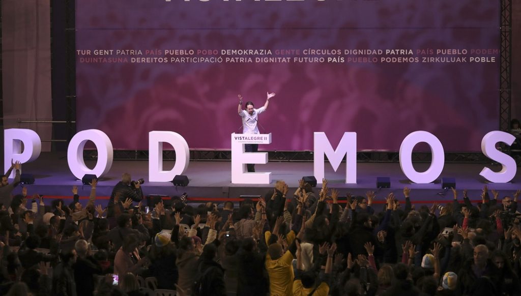 Pablo Iglesias, Podemos, saluda en la Asamblea Ciudadana Estatal de Vistalegre II