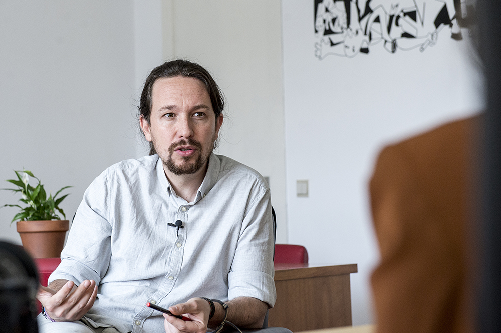 Pablo Iglesias durante la entrevista a cuartopoder.es