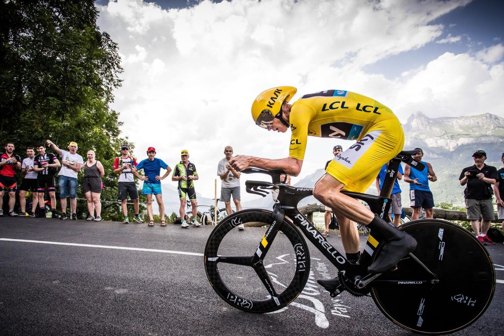 El británico Chris Froome en pleno esfuerzop durante una etapa de alta montaña en el Tour de Francia