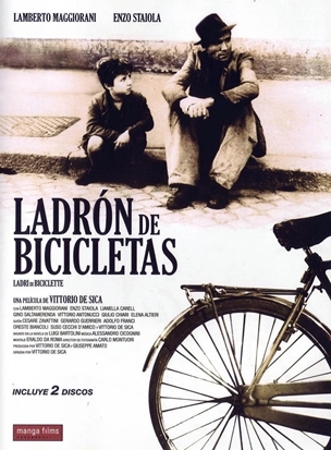cine como arma de denuncia social Cartel anunciador de 'Ladrón de bicicletas'.