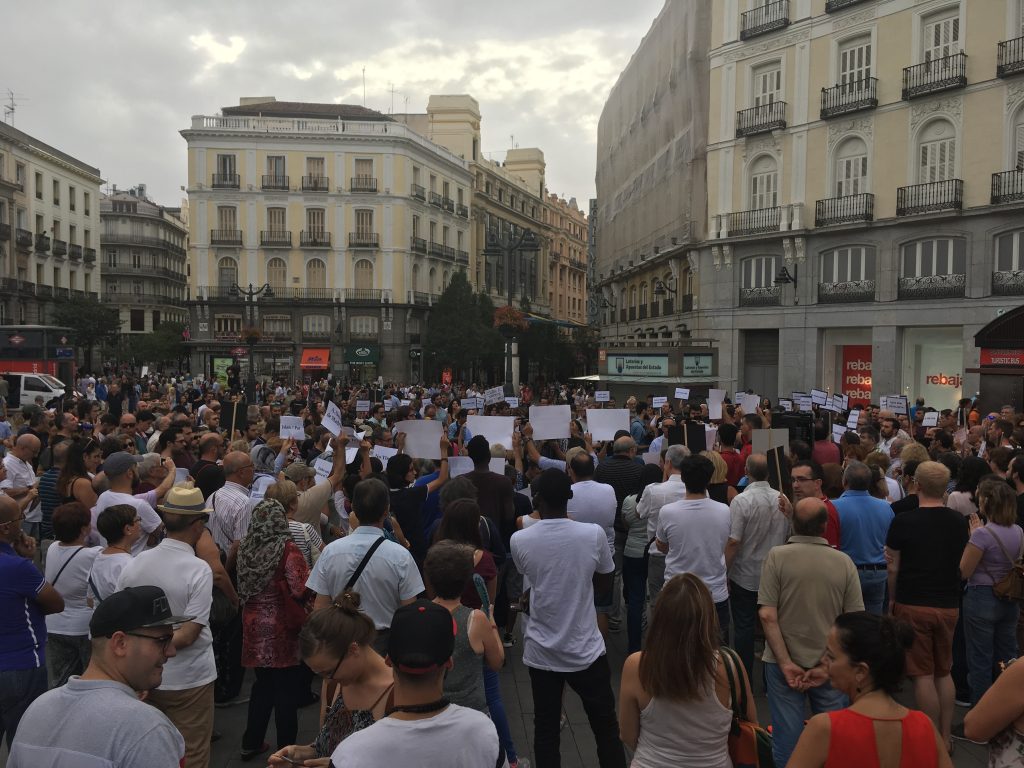 Manifestación en Madrid en solidaridad con Barcelona. 